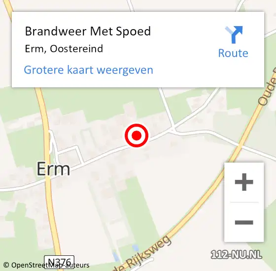 Locatie op kaart van de 112 melding: Brandweer Met Spoed Naar Erm, Oostereind op 9 juni 2015 16:45