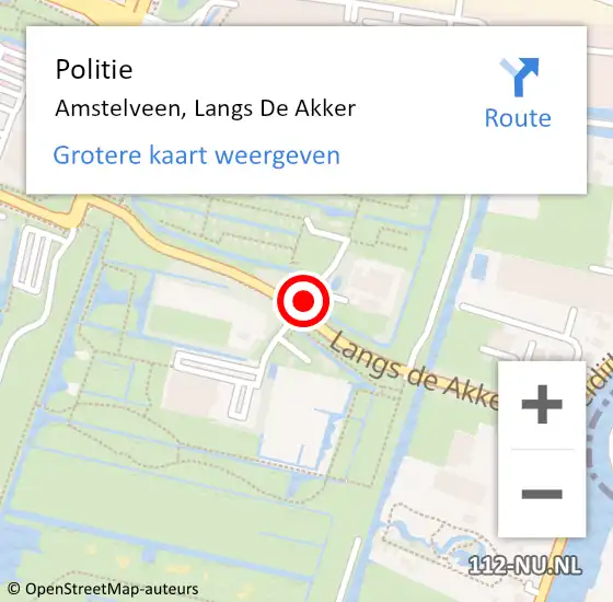 Locatie op kaart van de 112 melding: Politie Amstelveen, Langs De Akker op 9 juni 2015 17:18