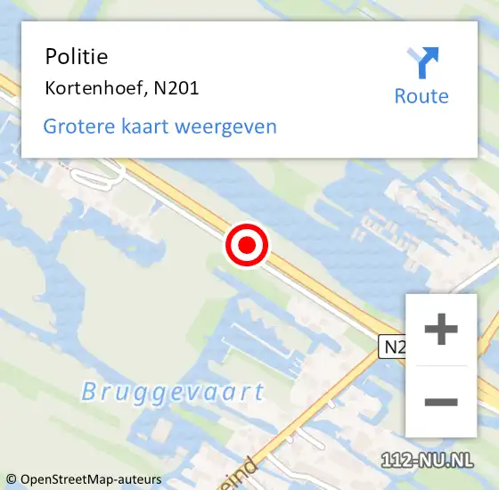 Locatie op kaart van de 112 melding: Politie Kortenhoef, N201 op 9 juni 2015 17:30