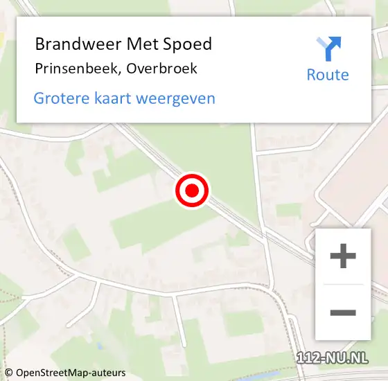 Locatie op kaart van de 112 melding: Brandweer Met Spoed Naar Prinsenbeek, Overbroek op 9 juni 2015 17:54