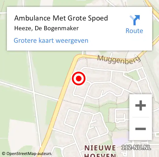 Locatie op kaart van de 112 melding: Ambulance Met Grote Spoed Naar Heeze, De Bogenmaker op 9 juni 2015 18:05