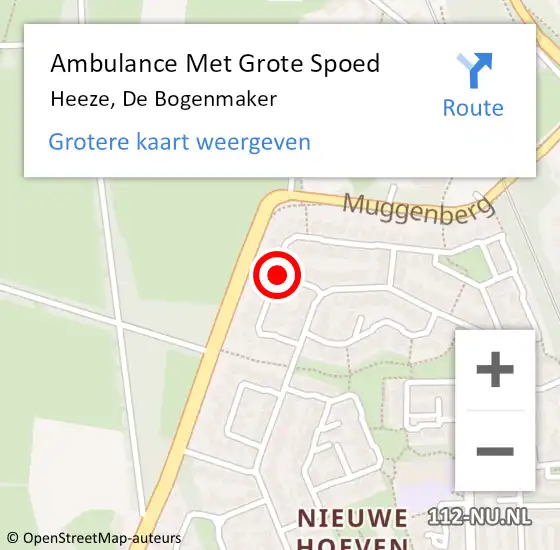 Locatie op kaart van de 112 melding: Ambulance Met Grote Spoed Naar Heeze, De Bogenmaker op 9 juni 2015 18:09