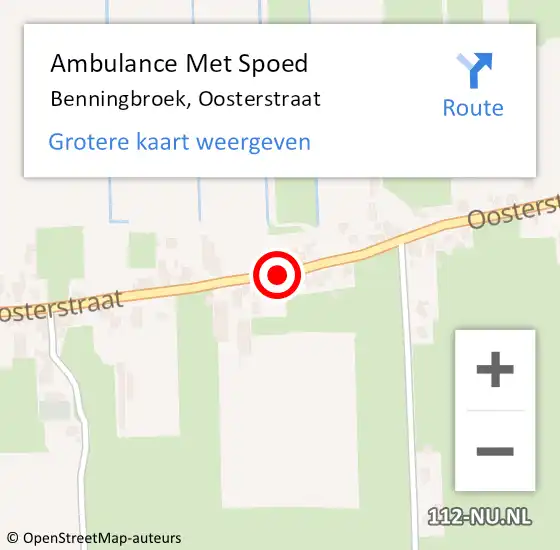 Locatie op kaart van de 112 melding: Ambulance Met Spoed Naar Benningbroek, Oosterstraat op 9 juni 2015 18:27