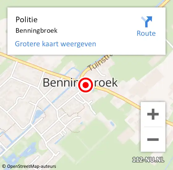 Locatie op kaart van de 112 melding: Politie Benningbroek op 9 juni 2015 18:29