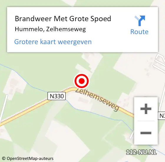 Locatie op kaart van de 112 melding: Brandweer Met Grote Spoed Naar Hummelo, Zelhemseweg op 10 november 2013 12:23