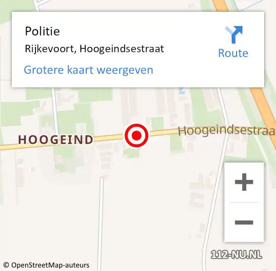 Locatie op kaart van de 112 melding: Politie Rijkevoort, Hoogeindsestraat op 9 juni 2015 19:06