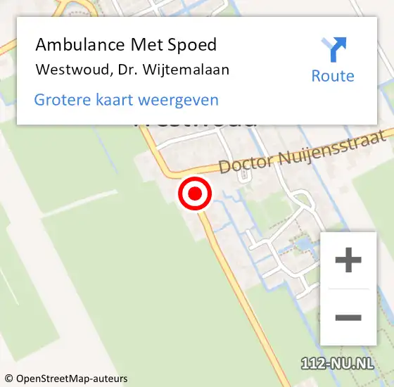 Locatie op kaart van de 112 melding: Ambulance Met Spoed Naar Westwoud, Dr. Wijtemalaan op 9 juni 2015 19:13