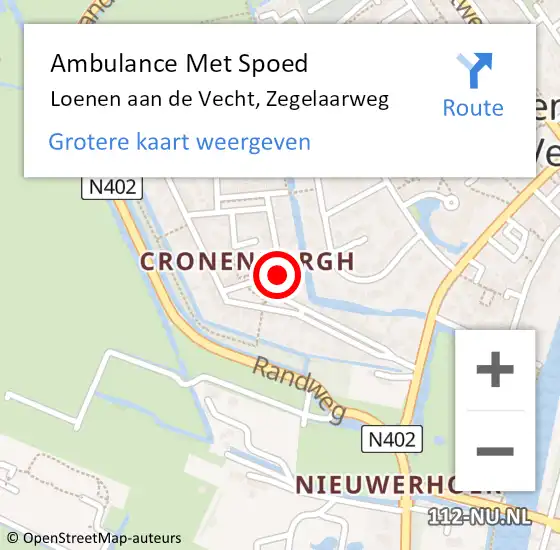 Locatie op kaart van de 112 melding: Ambulance Met Spoed Naar Loenen aan de Vecht, Zegelaarweg op 9 juni 2015 19:27