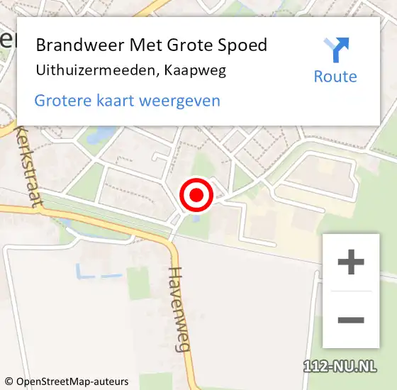 Locatie op kaart van de 112 melding: Brandweer Met Grote Spoed Naar Uithuizermeeden, Kaapweg op 9 juni 2015 19:27