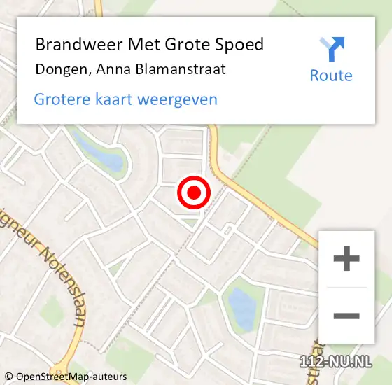 Locatie op kaart van de 112 melding: Brandweer Met Grote Spoed Naar Dongen, Anna Blamanstraat op 9 juni 2015 19:28