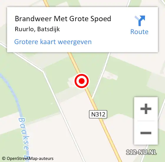 Locatie op kaart van de 112 melding: Brandweer Met Grote Spoed Naar Ruurlo, Batsdijk op 9 juni 2015 19:32