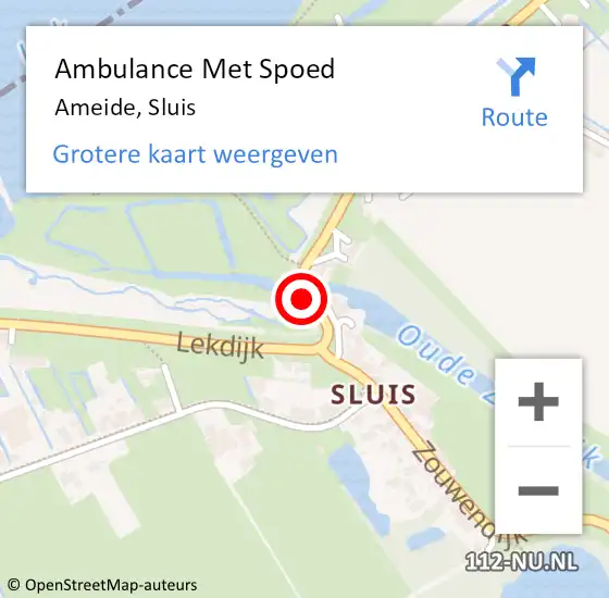 Locatie op kaart van de 112 melding: Ambulance Met Spoed Naar Ameide, Sluis op 9 juni 2015 19:49