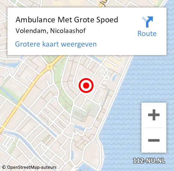 Locatie op kaart van de 112 melding: Ambulance Met Grote Spoed Naar Volendam, St. Nicolaashof op 9 juni 2015 20:27