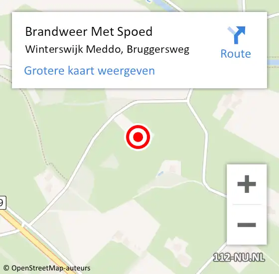 Locatie op kaart van de 112 melding: Brandweer Met Spoed Naar Winterswijk Meddo, Bruggersweg op 9 juni 2015 20:33