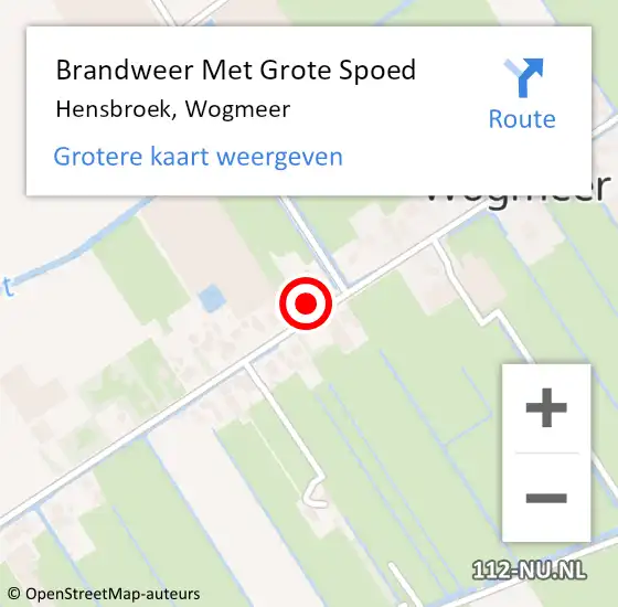 Locatie op kaart van de 112 melding: Brandweer Met Grote Spoed Naar Hensbroek, Wogmeer op 9 juni 2015 21:39