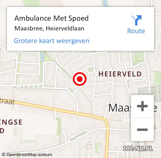 Locatie op kaart van de 112 melding: Ambulance Met Spoed Naar Maasbree, Heierveldlaan op 9 juni 2015 22:07