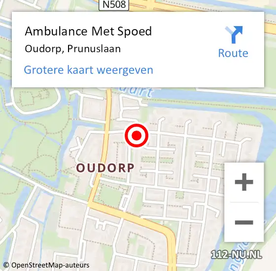 Locatie op kaart van de 112 melding: Ambulance Met Spoed Naar Oudorp, Prunuslaan op 9 juni 2015 23:04