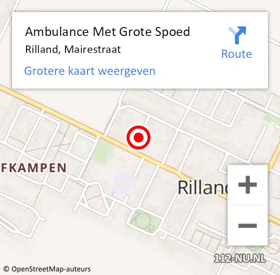 Locatie op kaart van de 112 melding: Ambulance Met Grote Spoed Naar Rilland, Mairestraat op 9 juni 2015 23:46