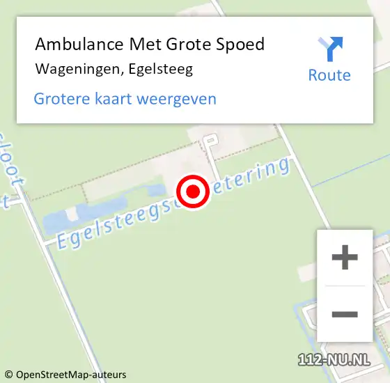 Locatie op kaart van de 112 melding: Ambulance Met Grote Spoed Naar Wageningen, Egelsteeg op 10 juni 2015 01:27