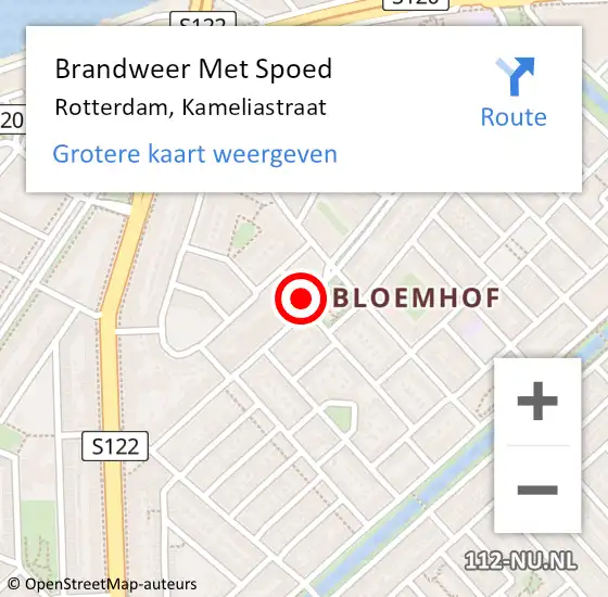 Locatie op kaart van de 112 melding: Brandweer Met Spoed Naar Rotterdam, Kameliastraat op 10 juni 2015 02:00