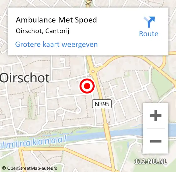 Locatie op kaart van de 112 melding: Ambulance Met Spoed Naar Oirschot, Cantorij op 10 juni 2015 02:31