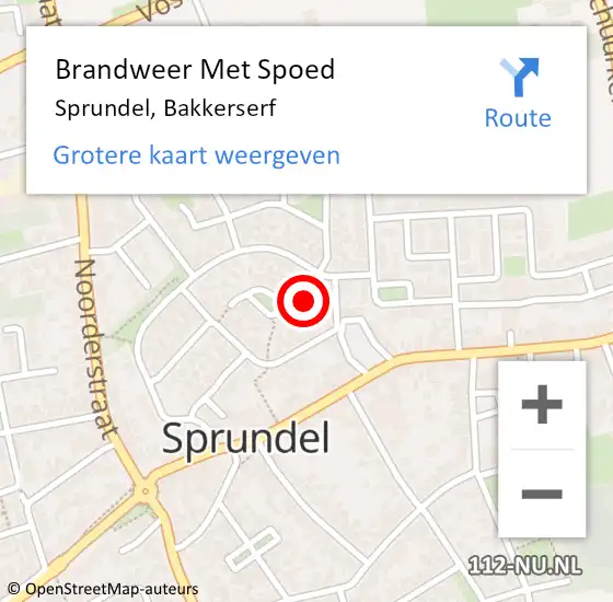 Locatie op kaart van de 112 melding: Brandweer Met Spoed Naar Sprundel, Bakkerserf op 10 juni 2015 04:10