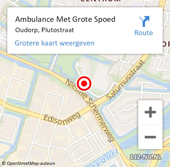 Locatie op kaart van de 112 melding: Ambulance Met Grote Spoed Naar Oudorp, Plutostraat op 10 juni 2015 04:30