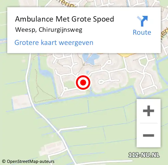 Locatie op kaart van de 112 melding: Ambulance Met Grote Spoed Naar Weesp, Chirurgijnsweg op 10 juni 2015 06:11