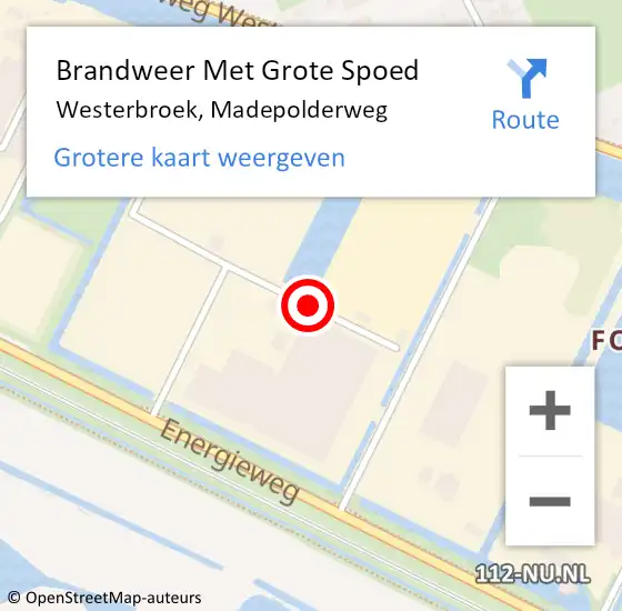 Locatie op kaart van de 112 melding: Brandweer Met Grote Spoed Naar Westerbroek, Madepolderweg op 10 juni 2015 08:20