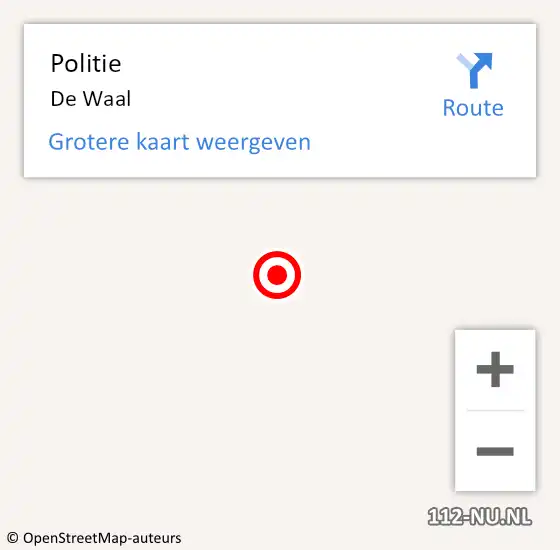 Locatie op kaart van de 112 melding: Politie De Waal op 10 juni 2015 08:58