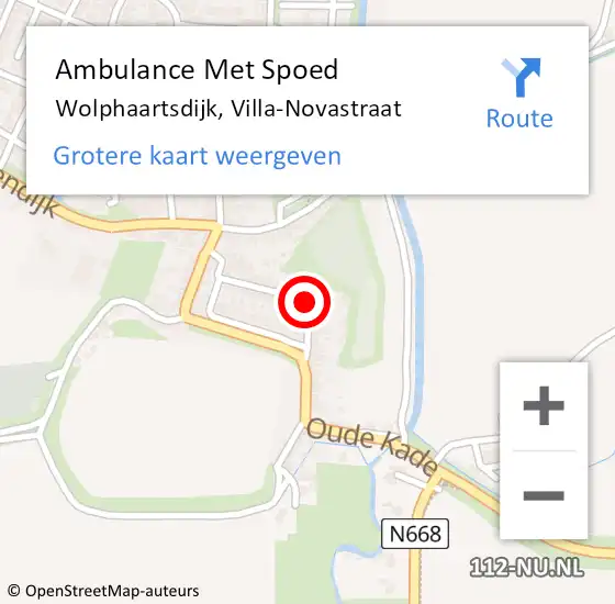 Locatie op kaart van de 112 melding: Ambulance Met Spoed Naar Wolphaartsdijk, Villa-Novastraat op 10 juni 2015 10:27