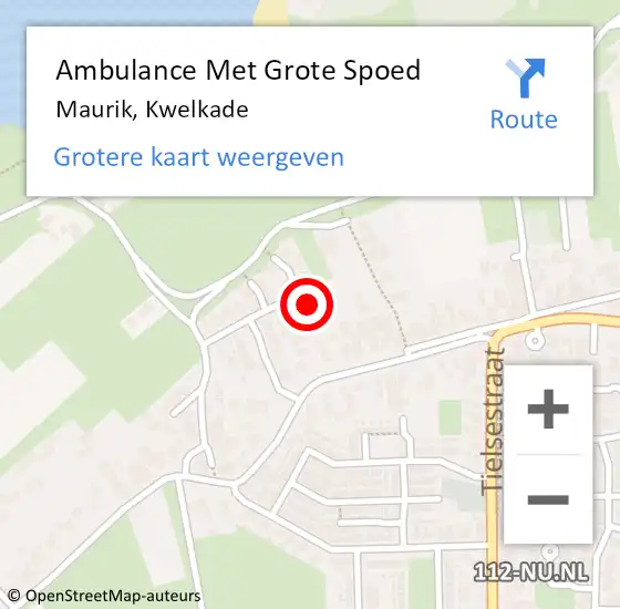 Locatie op kaart van de 112 melding: Ambulance Met Grote Spoed Naar Maurik, Kwelkade op 10 november 2013 13:42