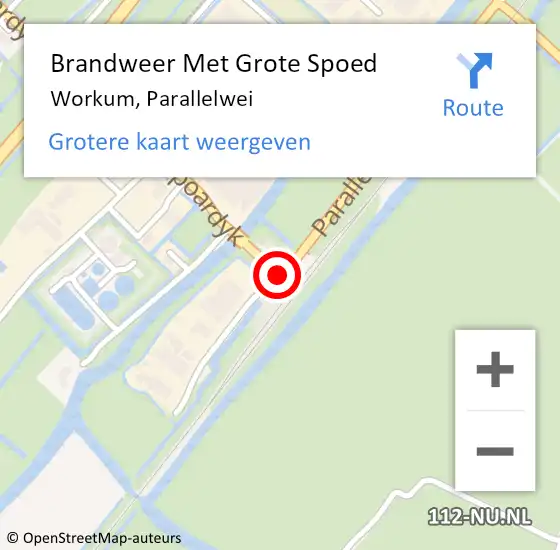 Locatie op kaart van de 112 melding: Brandweer Met Grote Spoed Naar Workum, Parallelwei op 10 juni 2015 11:18