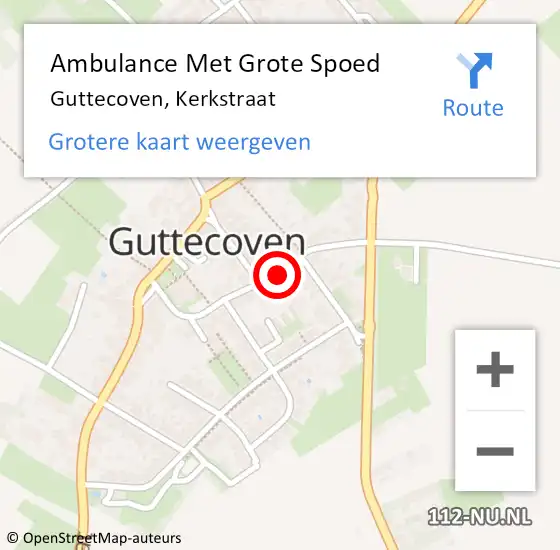 Locatie op kaart van de 112 melding: Ambulance Met Grote Spoed Naar Guttecoven, Kerkstraat op 10 november 2013 13:48