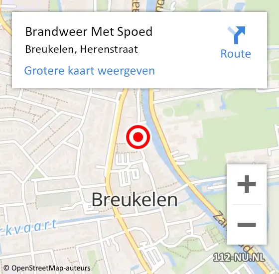 Locatie op kaart van de 112 melding: Brandweer Met Spoed Naar Breukelen, Herenstraat op 10 juni 2015 13:39