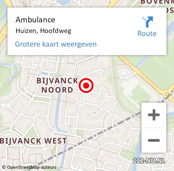 Locatie op kaart van de 112 melding: Ambulance Huizen, Hoofdweg op 10 juni 2015 13:49