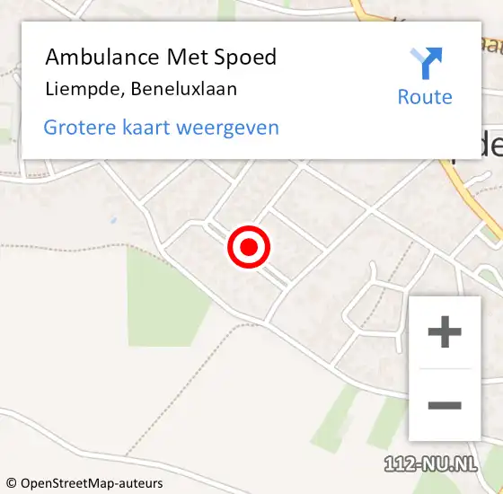 Locatie op kaart van de 112 melding: Ambulance Met Spoed Naar Liempde, Beneluxlaan op 10 juni 2015 14:03