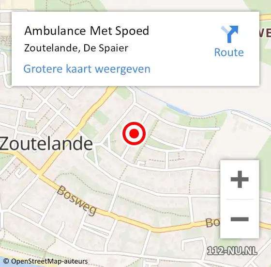 Locatie op kaart van de 112 melding: Ambulance Met Spoed Naar Zoutelande, De Spaier op 10 juni 2015 14:13