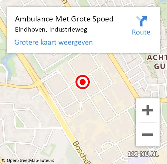 Locatie op kaart van de 112 melding: Ambulance Met Grote Spoed Naar Eindhoven, Industrieweg op 10 juni 2015 14:51