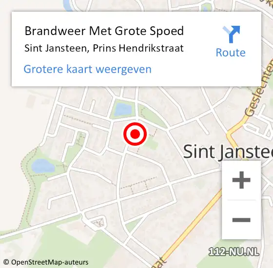 Locatie op kaart van de 112 melding: Brandweer Met Grote Spoed Naar Sint Jansteen, Prins Hendrikstraat op 10 juni 2015 15:01
