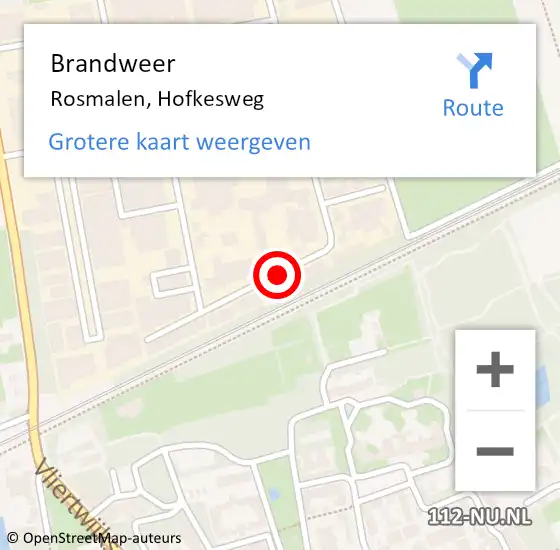 Locatie op kaart van de 112 melding: Brandweer Rosmalen, Hofkesweg op 10 juni 2015 15:03