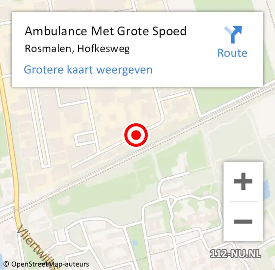 Locatie op kaart van de 112 melding: Ambulance Met Grote Spoed Naar Rosmalen, Hofkesweg op 10 juni 2015 15:16