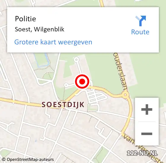 Locatie op kaart van de 112 melding: Politie Soest, Wilgenblik op 10 juni 2015 16:23