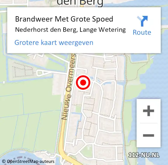 Locatie op kaart van de 112 melding: Brandweer Met Grote Spoed Naar Nederhorst den Berg, Lange Wetering op 10 juni 2015 16:56