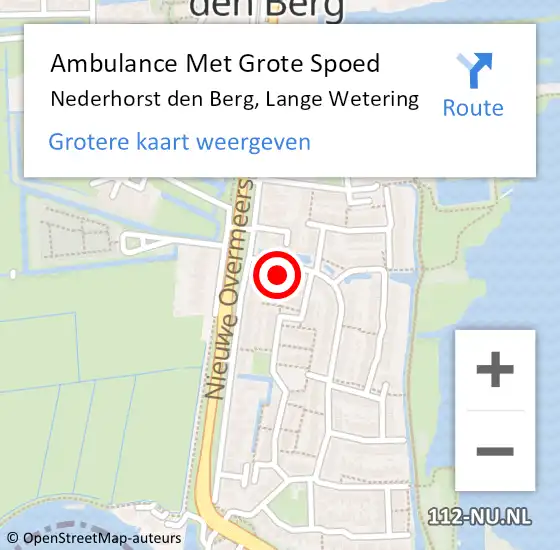 Locatie op kaart van de 112 melding: Ambulance Met Grote Spoed Naar Nederhorst den Berg, Lange Wetering op 10 juni 2015 16:57