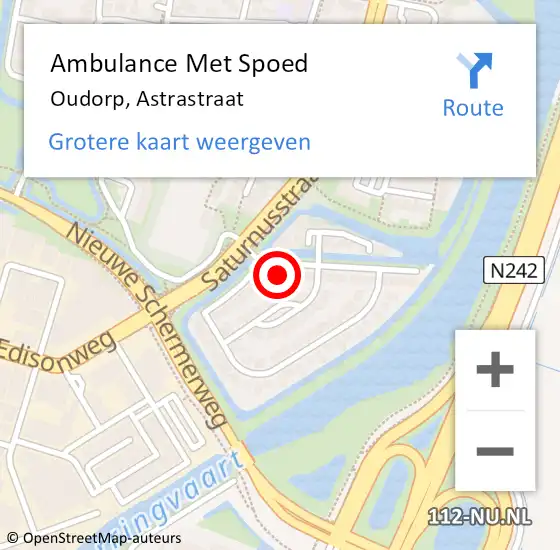 Locatie op kaart van de 112 melding: Ambulance Met Spoed Naar Oudorp, Astrastraat op 10 juni 2015 17:07
