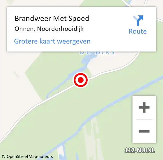 Locatie op kaart van de 112 melding: Brandweer Met Spoed Naar Onnen, Noorderhooidijk op 10 juni 2015 17:40