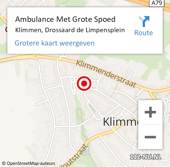 Locatie op kaart van de 112 melding: Ambulance Met Grote Spoed Naar Klimmen, Drossaard de Limpensplein op 10 november 2013 14:47