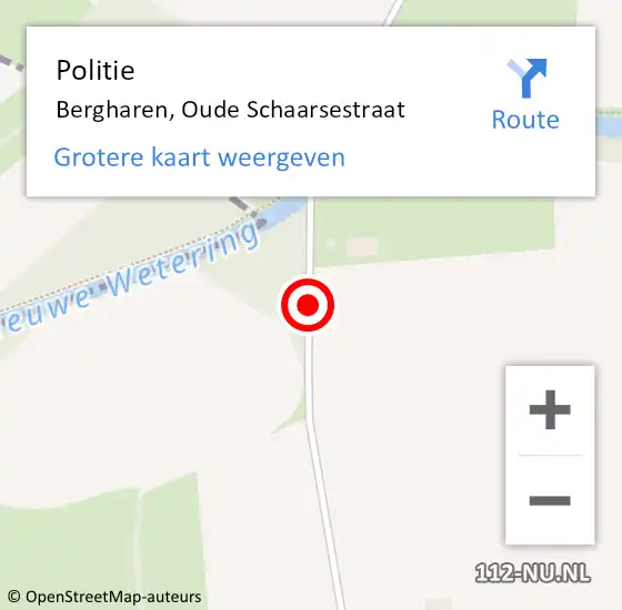 Locatie op kaart van de 112 melding: Politie Bergharen, Oude Schaarsestraat op 10 juni 2015 18:02