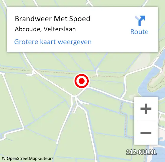 Locatie op kaart van de 112 melding: Brandweer Met Spoed Naar Abcoude, Velterslaan op 10 juni 2015 18:07